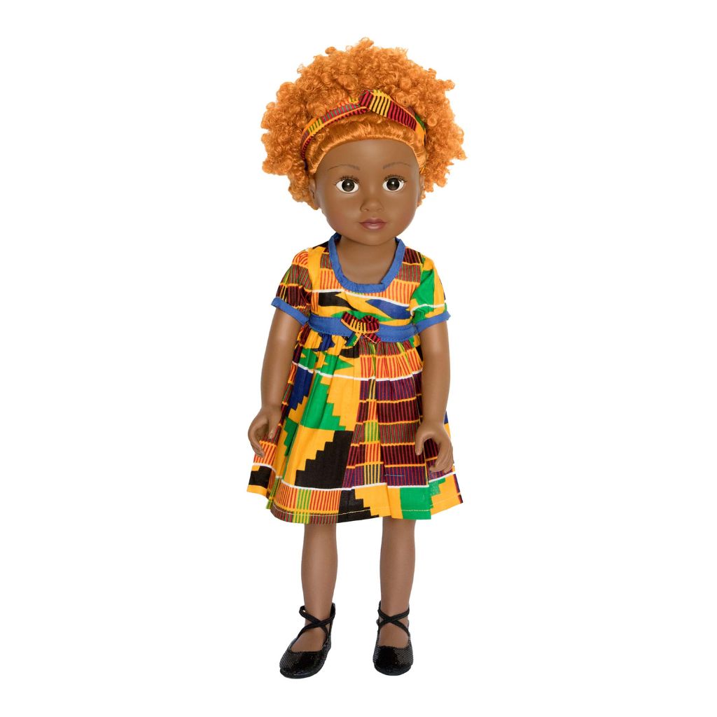 Brown doll with golden hair